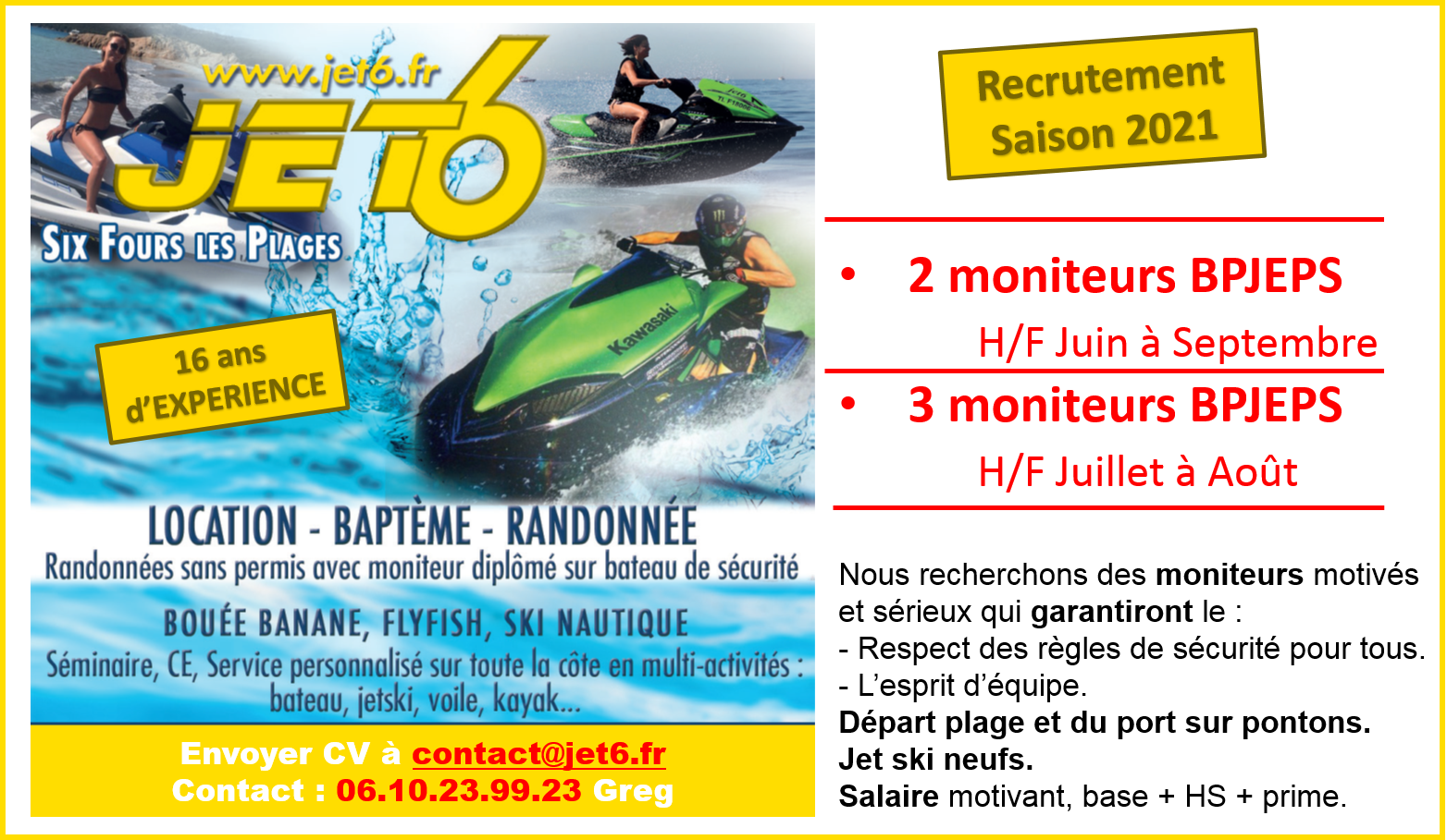 Emploi Moniteur Jet